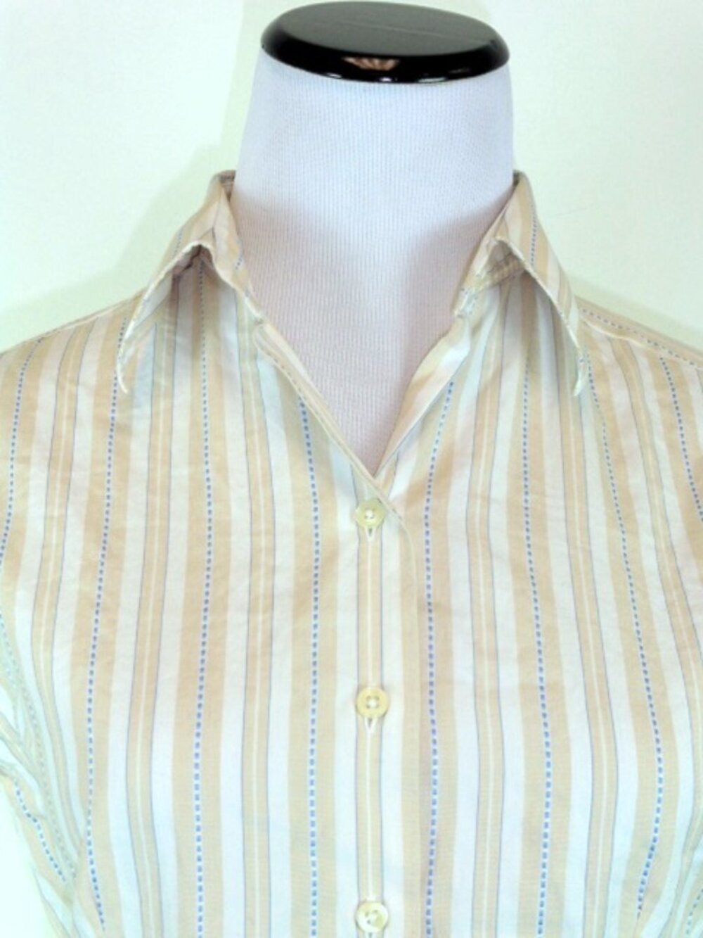 THOMAS PINK beige blue stripe cotton shirt 6